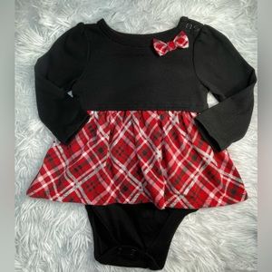 Girls Black with Red plaid Outfit | Long-sleeve | 6-9 months